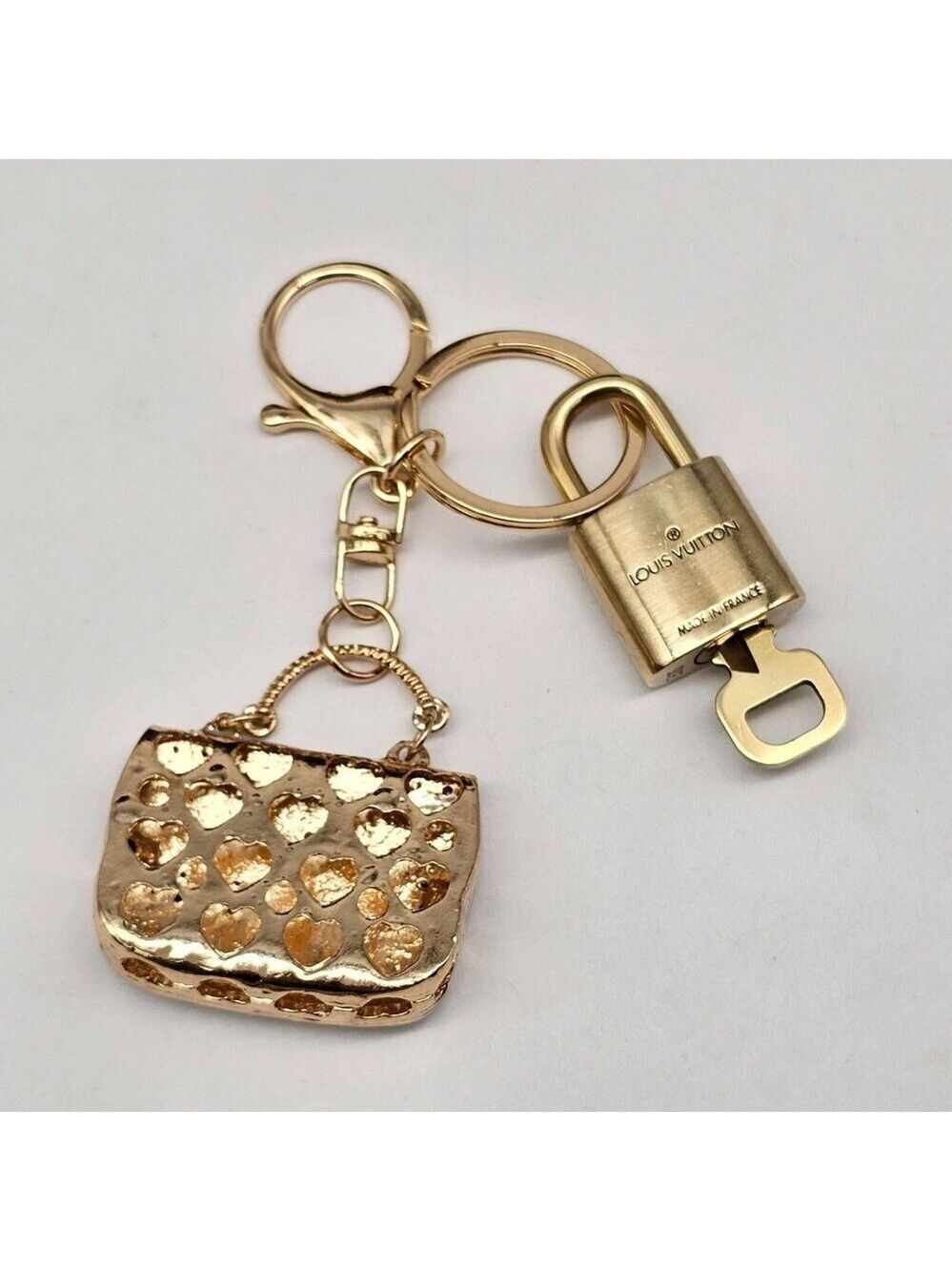 Authentic Louis Vuitton Lock & Key with unbranded Rhinstone Bag Keycharm - Picture 4 of 7
